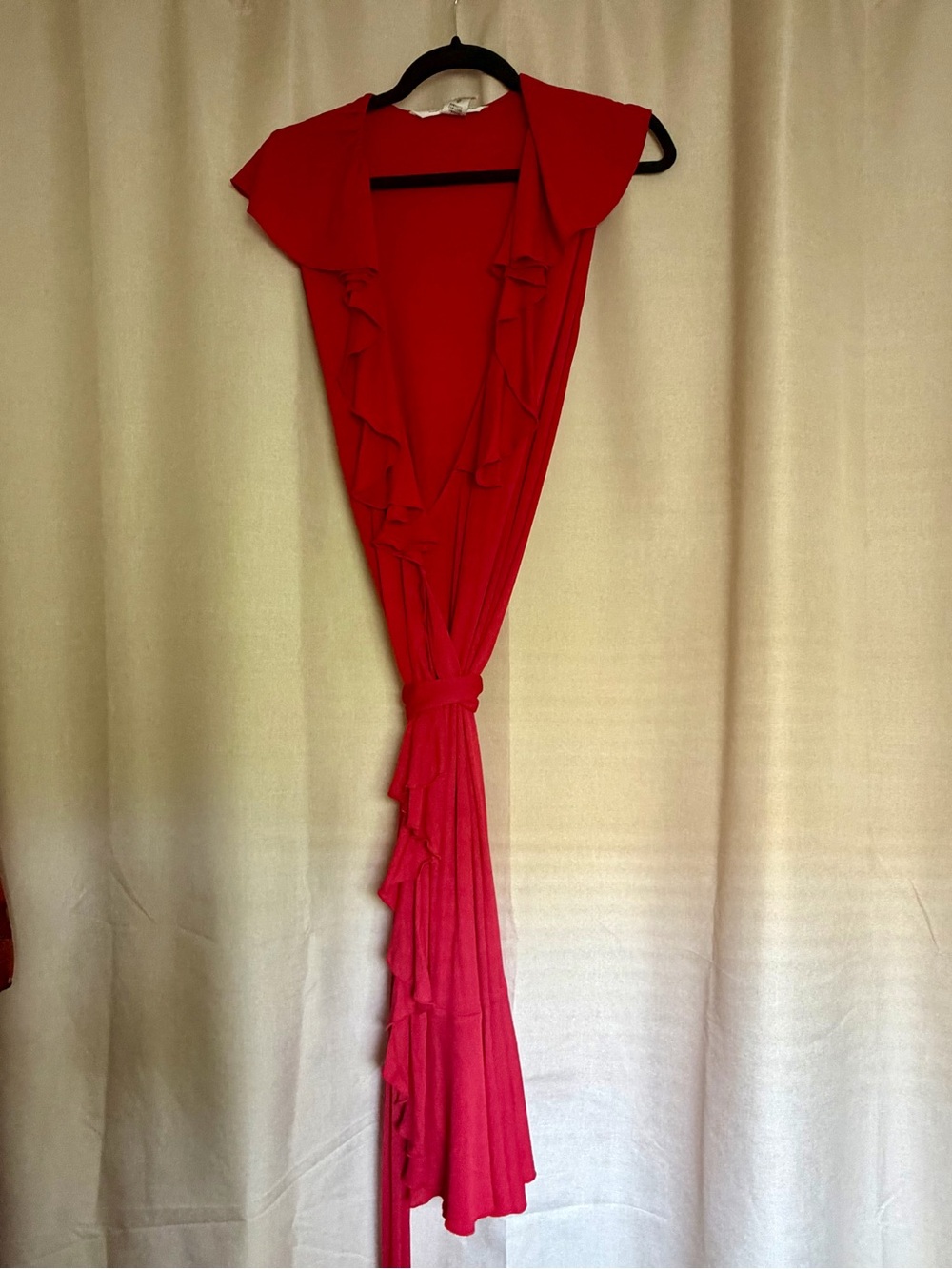 Diane Von Furstenberg Red Ruffled Wrap Dress